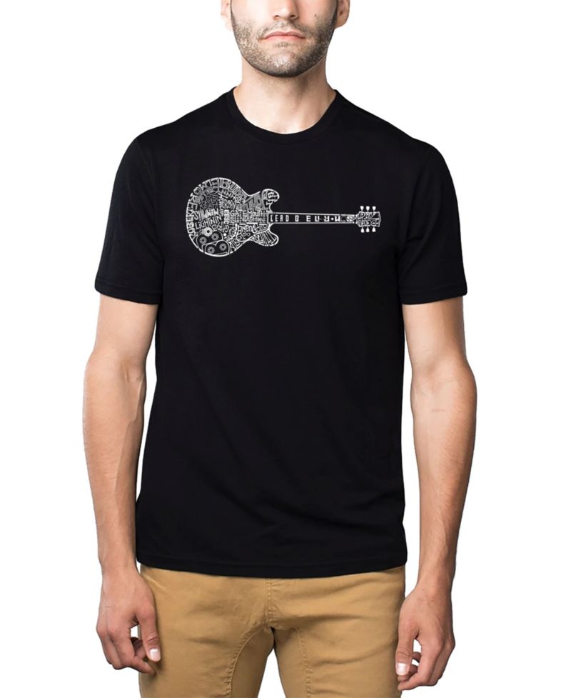 Men's Cotton/Poly Blend Word Art T-Shirt - Blues Legends Guitar