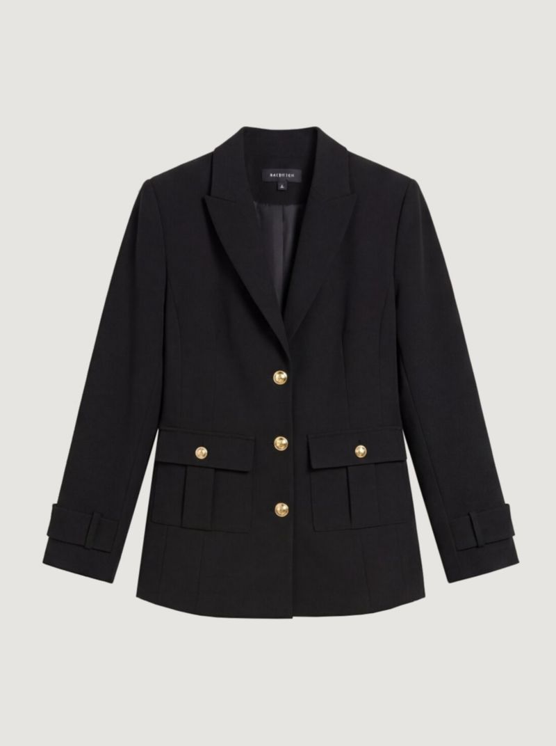 Women's Petite Military Single Breasted Blazer