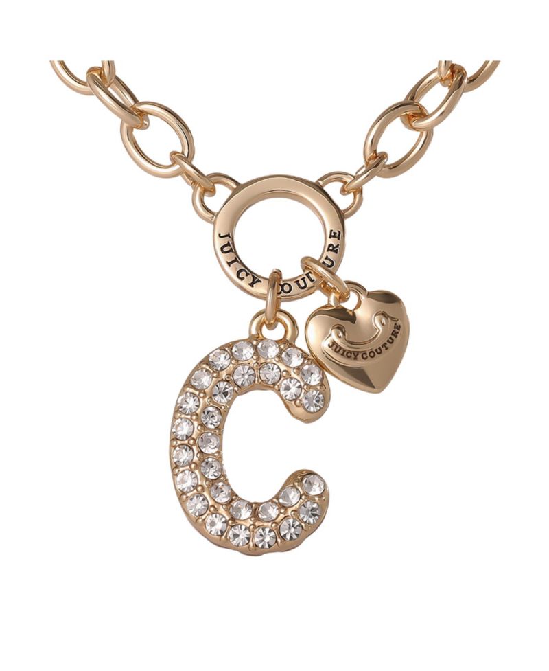 Bubble Letter Necklace for Women with Clear Stones 18"+2", Chunky Initial Necklace