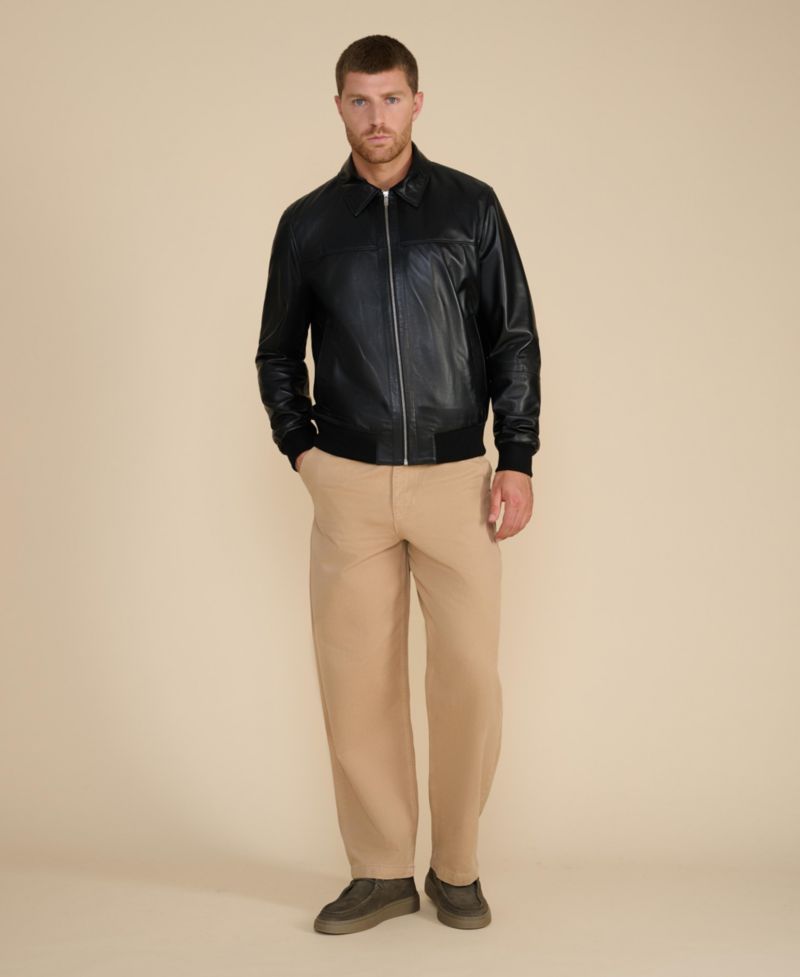 Men's Mason Leather Bomber Jacket