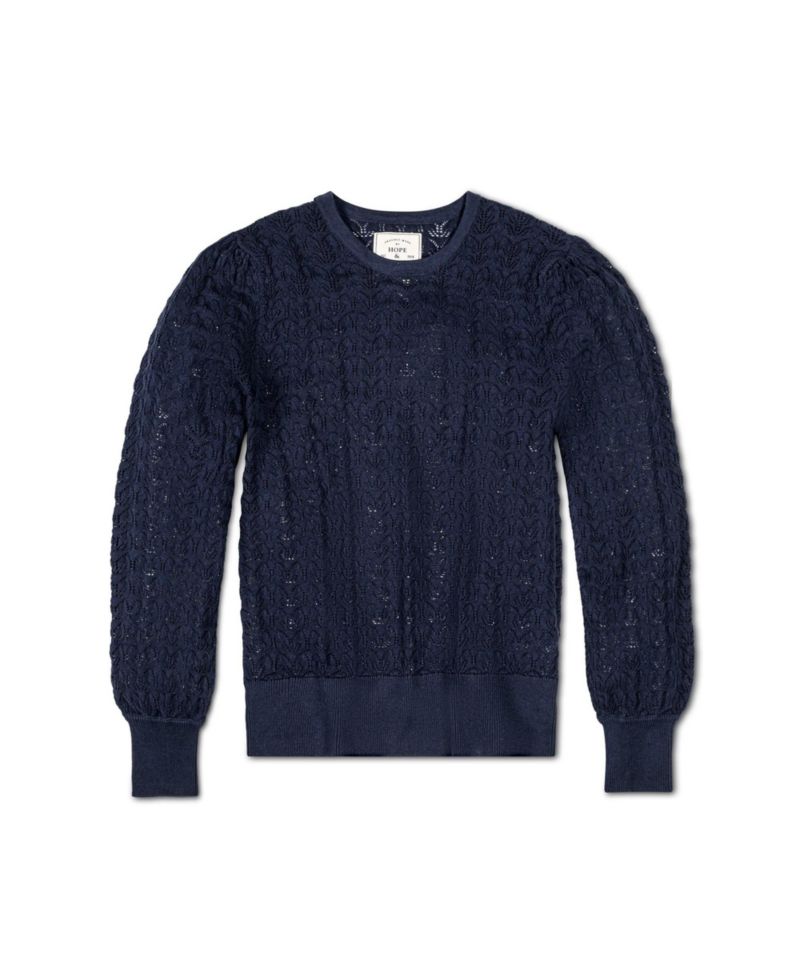 Women's Hope and Henry Long Sleeve Pointelle Sweater with Bellow Sleeves