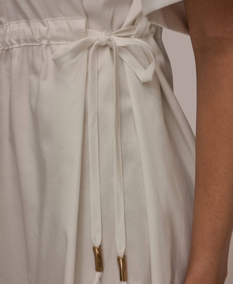 Women's Collared Drawstring Waist Dress