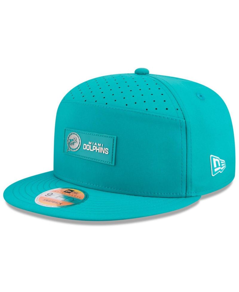 Men's Aqua Miami Dolphins 2025 Sideline Throwback Split Panel 9FIFTY Snapback Hat