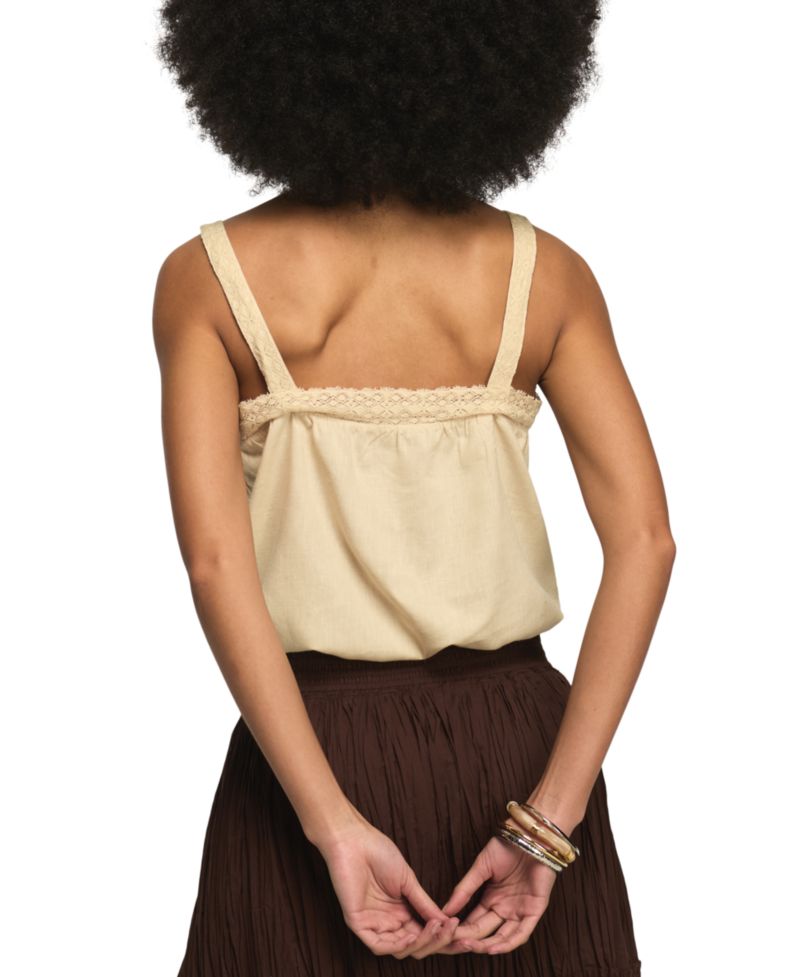 Women's Ocean Embroidered Square Neck Bubble Top