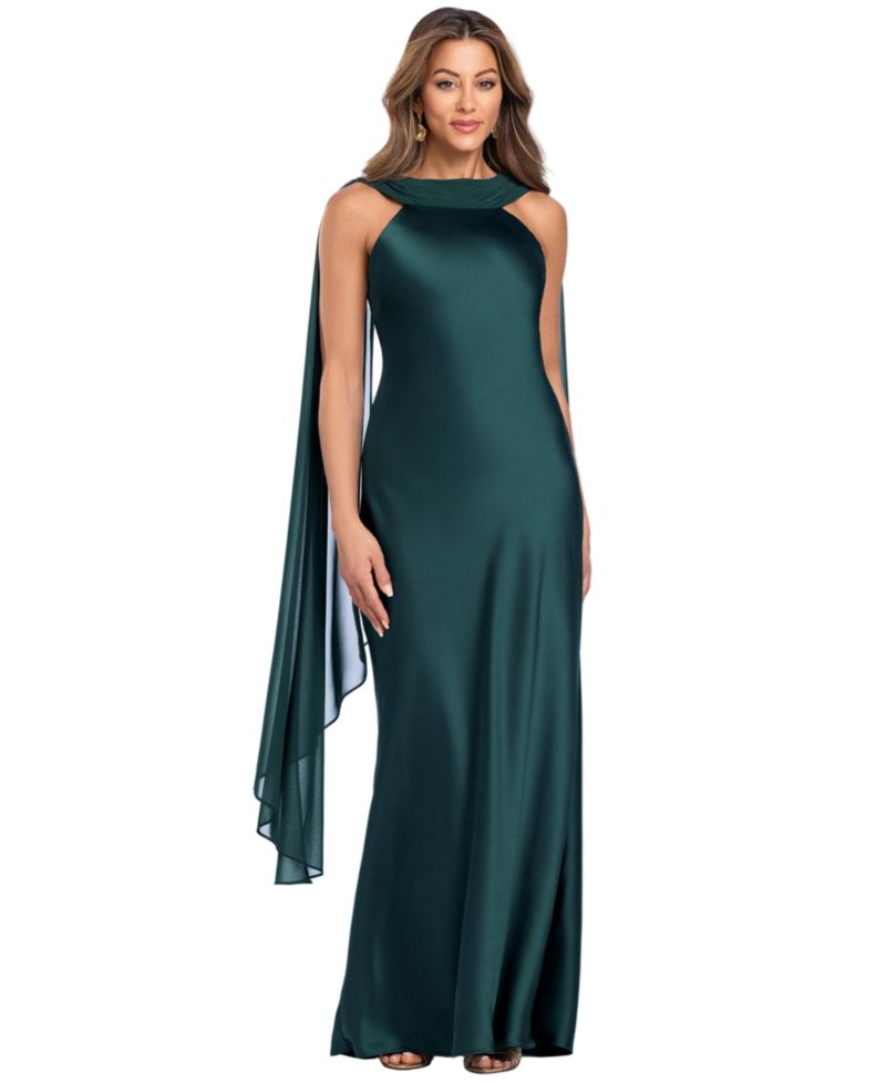 Petite Halter Satin Gown