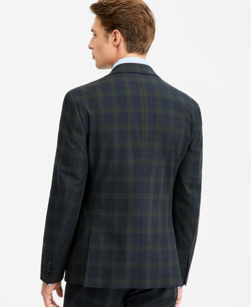 Men's Slim-Fit Green Tartan Suit Separates Jacket