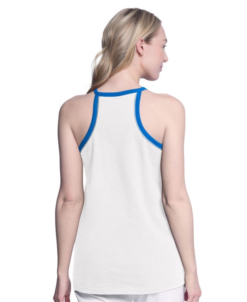 Women's White Dallas Mavericks Curveball Racerback Scoop Neck Slub Tank Top