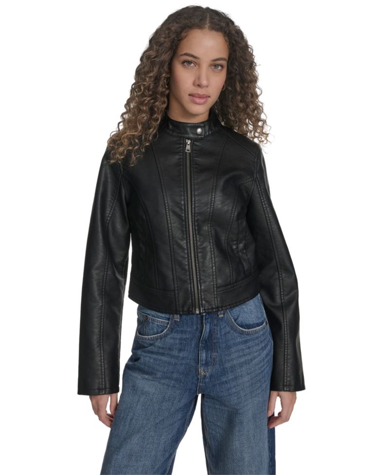 Women's Faux Leather Racer Jacket