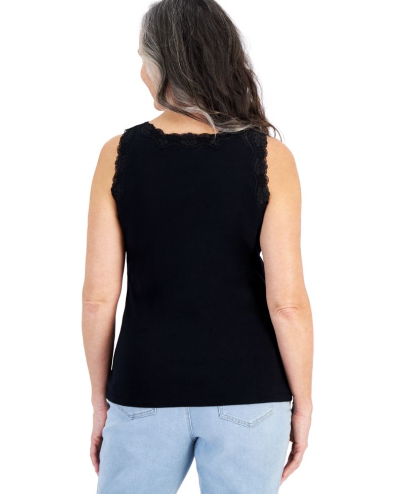 Women's Lace-Trim Cotton Tank Top