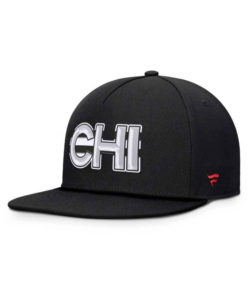 Men's Black Chicago Blackhawks Authentic Pro Rink Team Code Snapback Hat