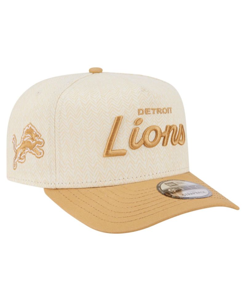 Men's Cream Detroit Lions Herringbone 9FIFTY A-Frame Snapback Hat