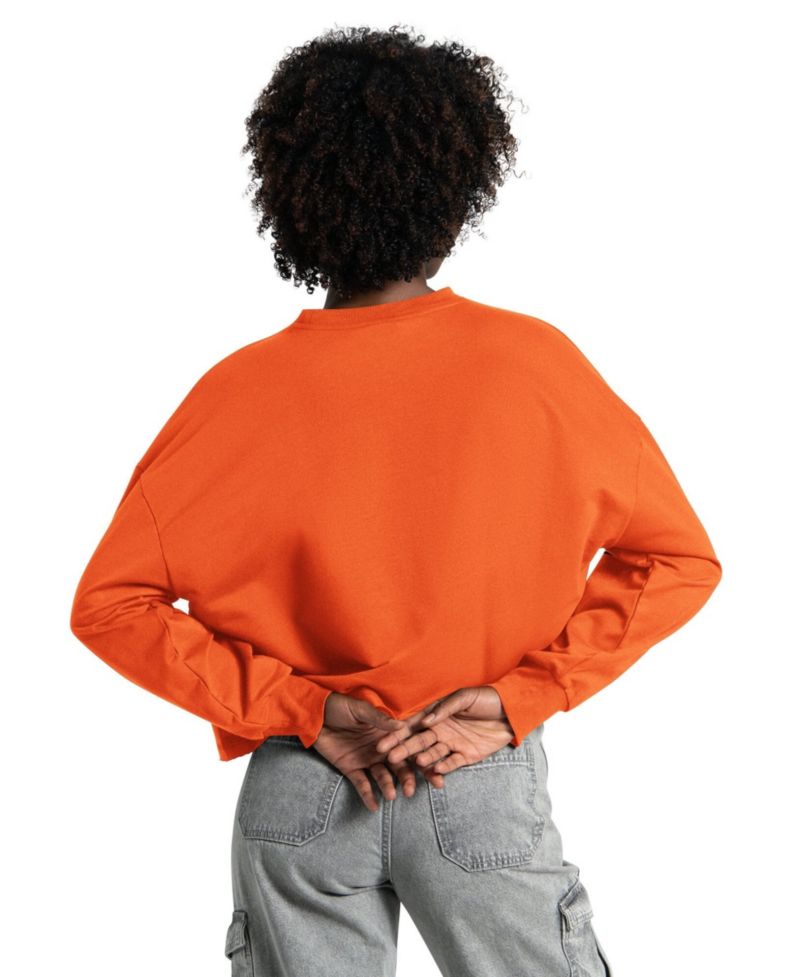 Women's Orange Philadelphia Flyers Bleachers Cropped Drop Shoulder Sweatshirt