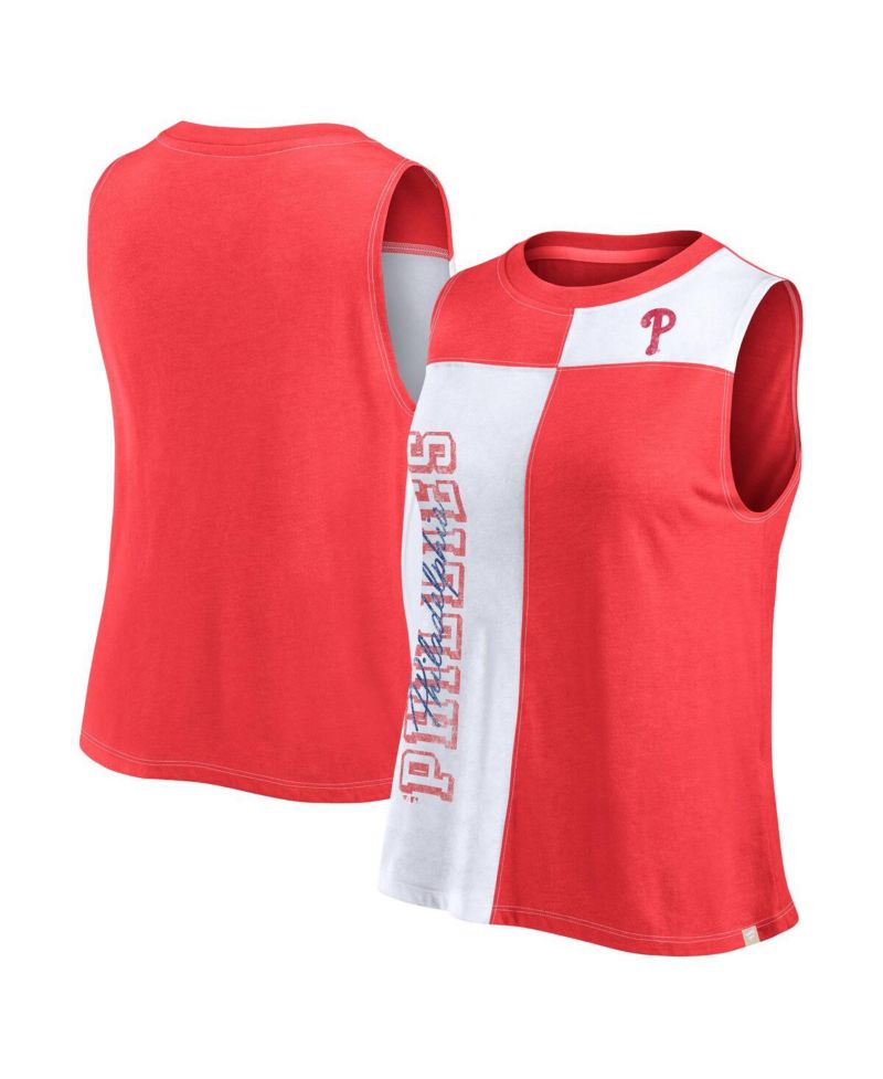 Women's Red/White Philadelphia Phillies Color-Block Tank Top