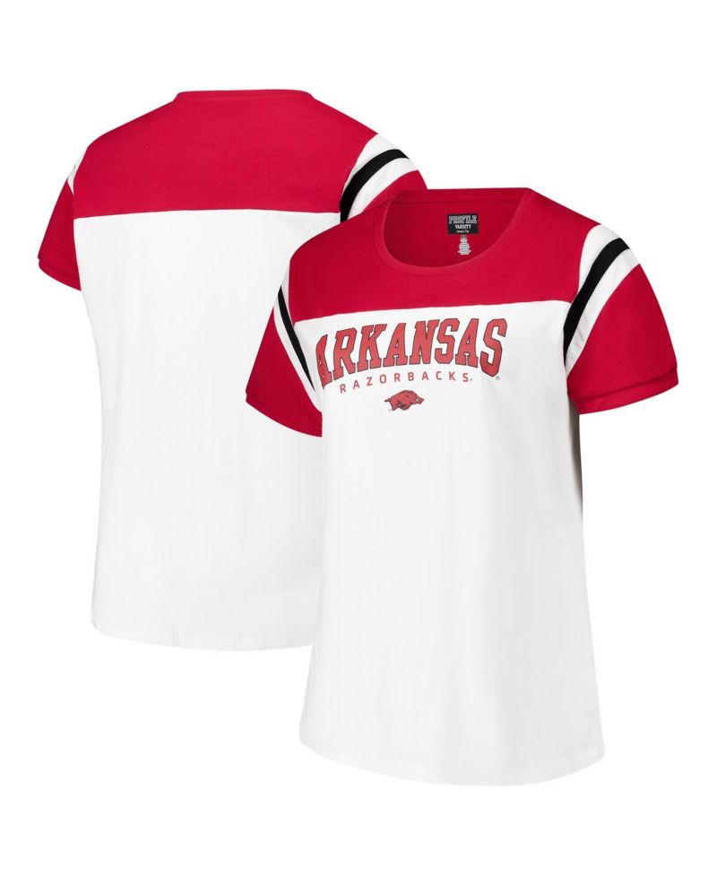 Women's White Arkansas Razorbacks Plus Size Winning Gear T-Shirt