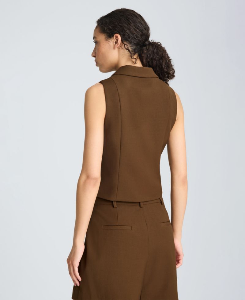Women's Fitted one Button Vest with Side Piping