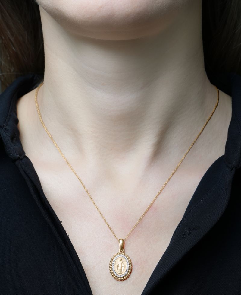 Diamond Blessed Mother Pendant 18" Necklace (1/10 ct. t.w.) in 10k Gold