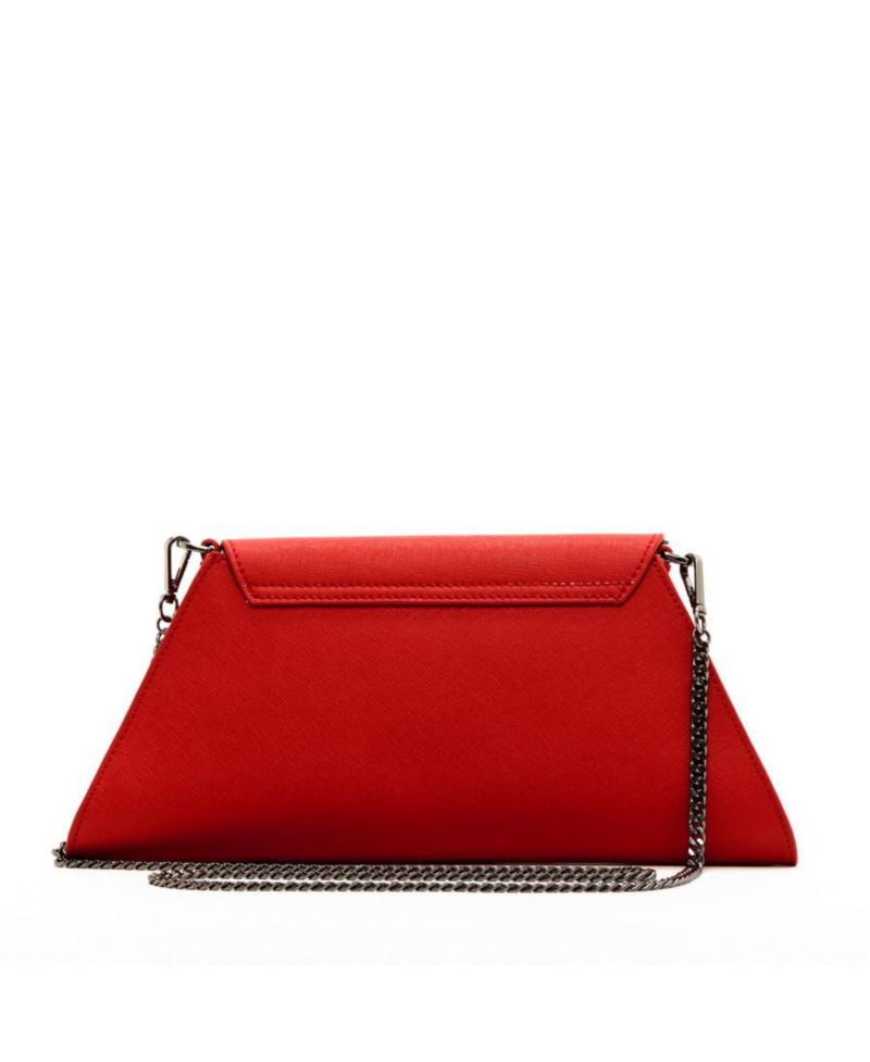 Red Clutch Bag Saffiano Leather Clutch Purse Crossbody Evening Purse Unique Women's Red Handbag