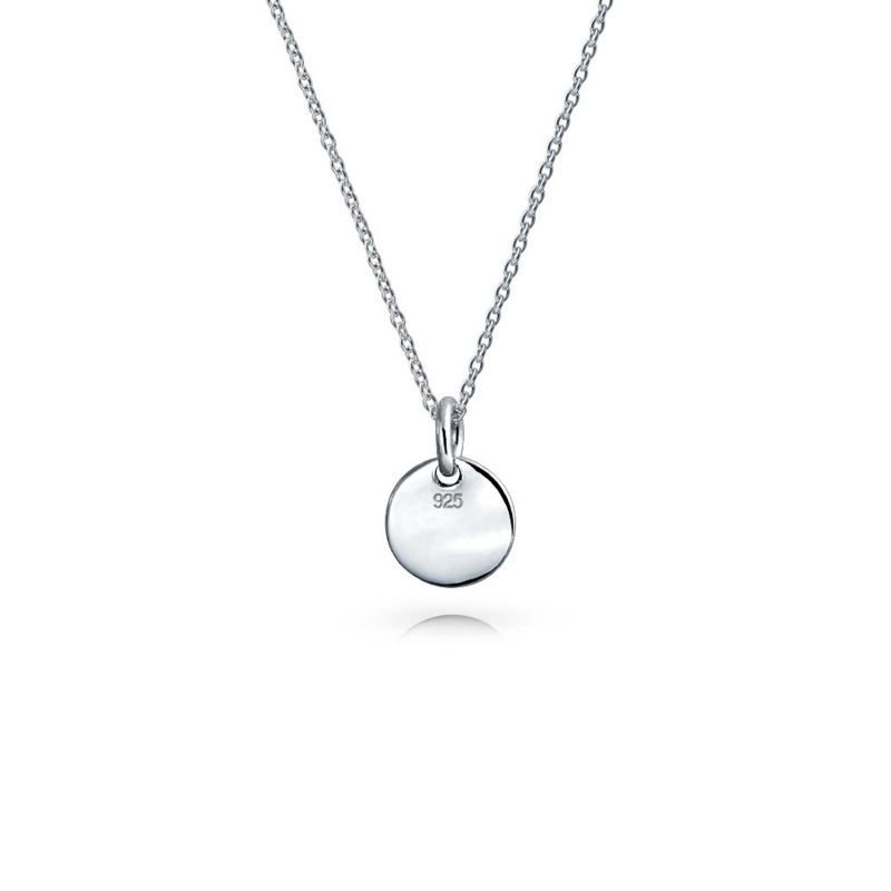 Tiny Circle Disc Alphabet Initial Y Pendant Necklace .925 Sterling Silver