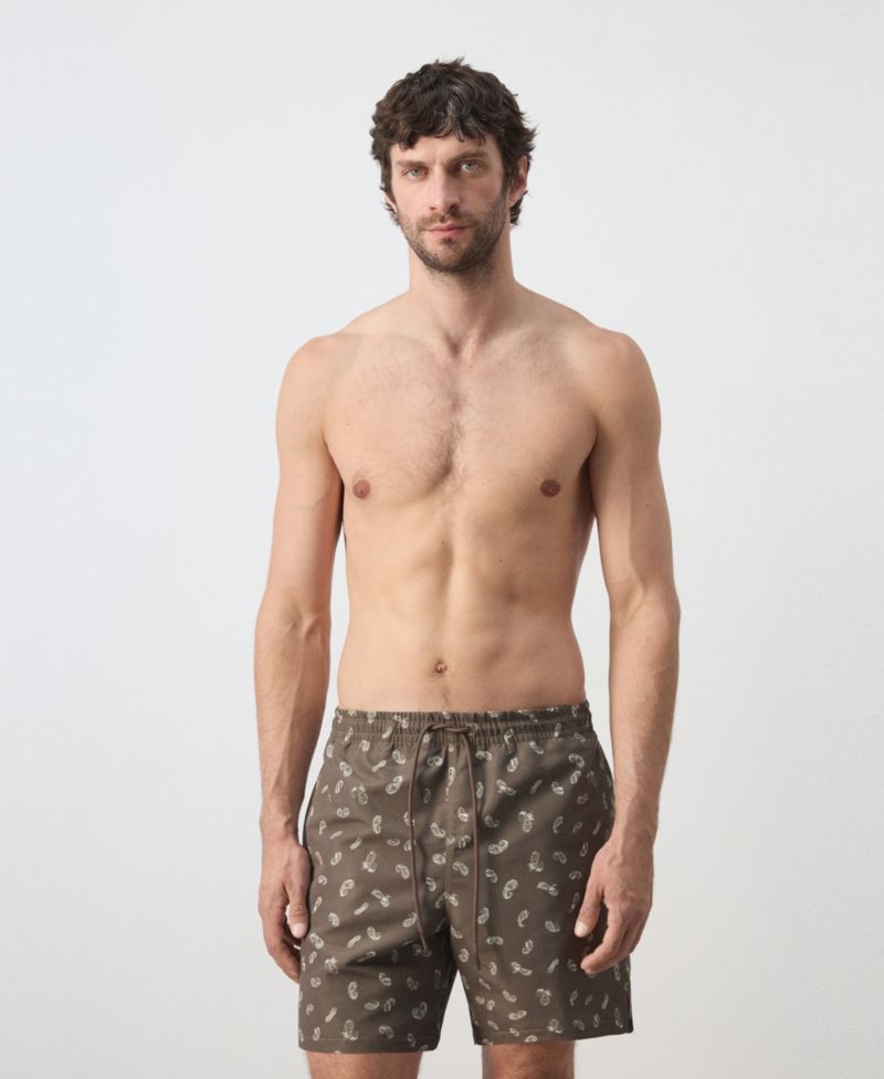 Men's Drawstring Printed Swimsuit
