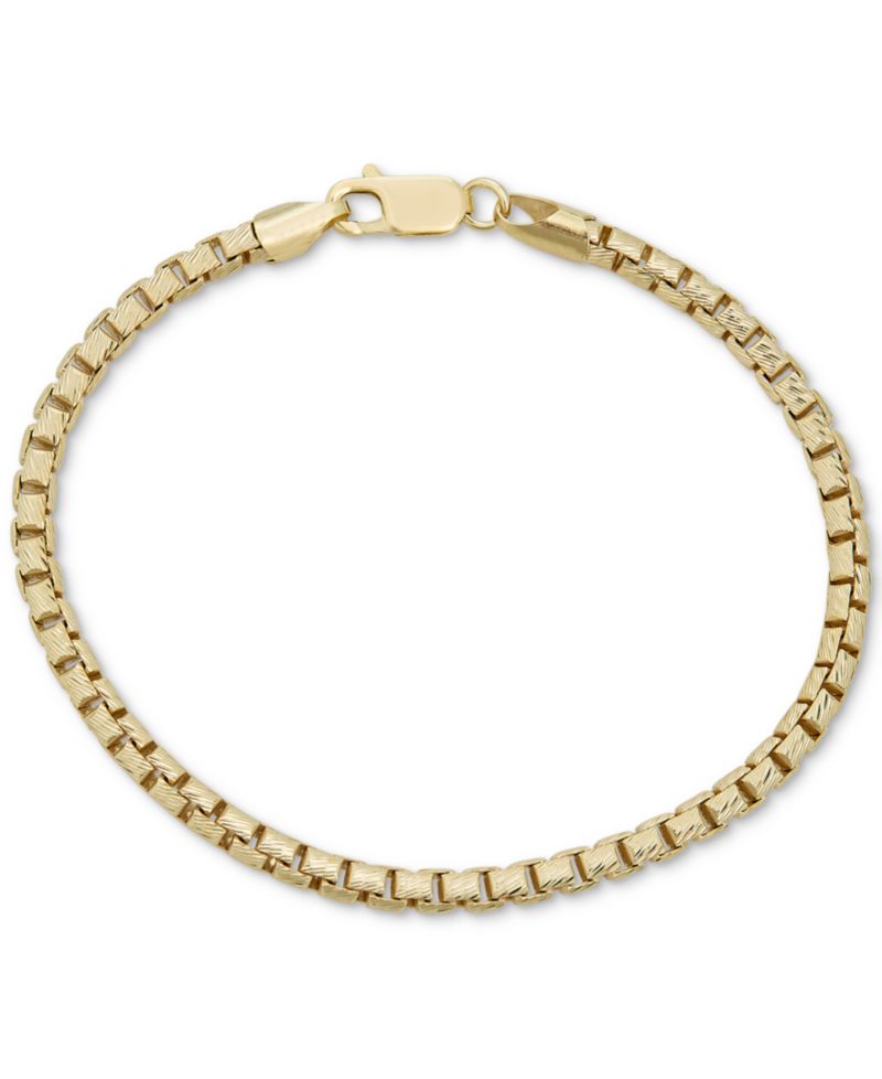 Box Link Chain Bracelet in 14k Gold-Plated Sterling Silver