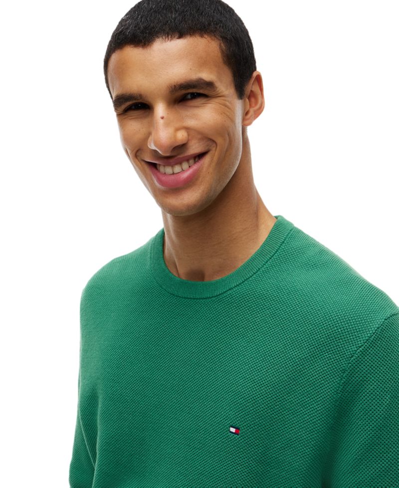 Men's Essential Texture Cotton Crewneck Sweater
