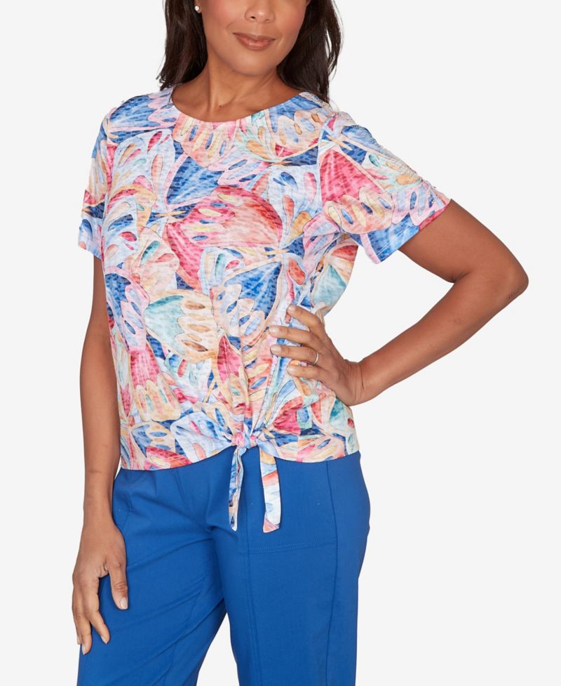 Petite The Royal Treatment Butterfly Wing Tie-Front T-Shirt