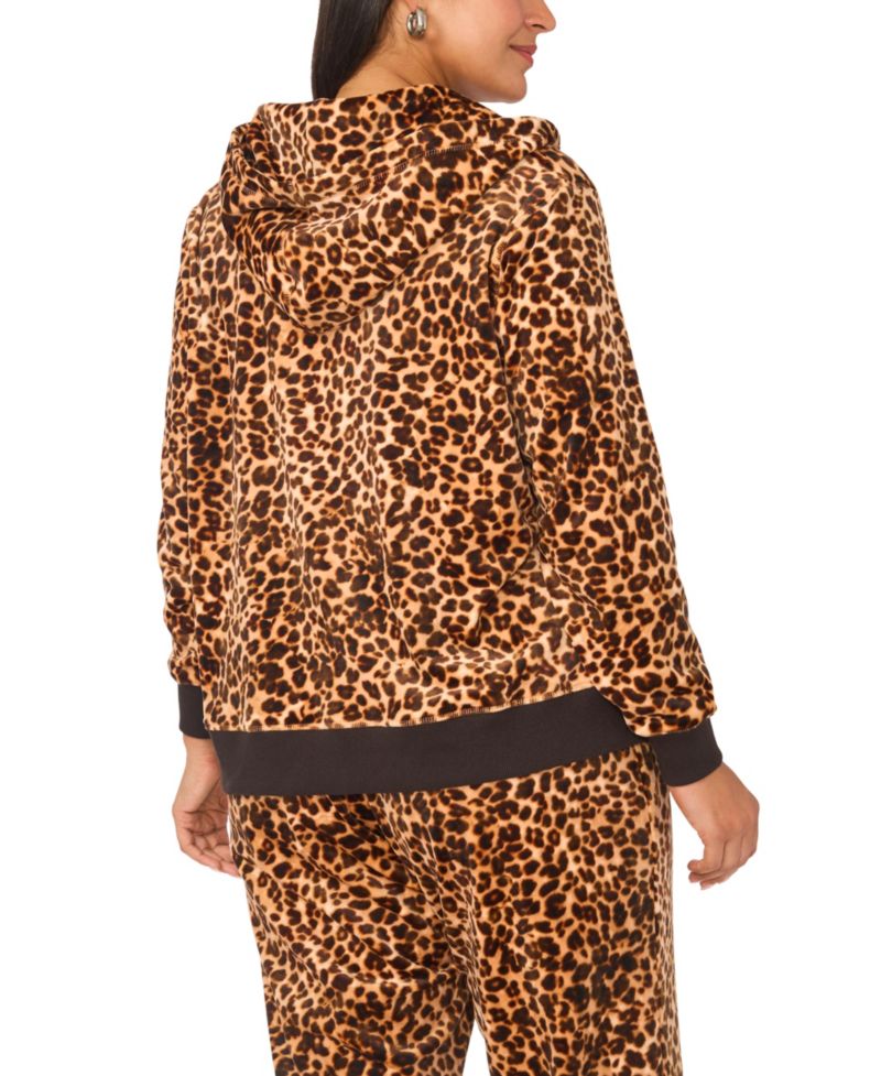 Plus Size Leopard-Print Full-Zip Hoodie