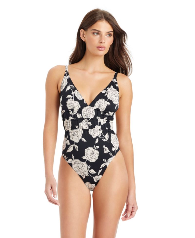 Women's Among Roses V-Neck One-Piece Swimsuit