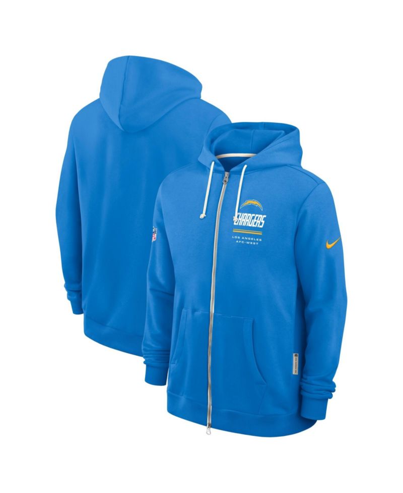 Men's Los Angeles Chargers Sideline Standard Issue Quarterback Scramble Full-Zip Dri-FIT Fleece Hoodie