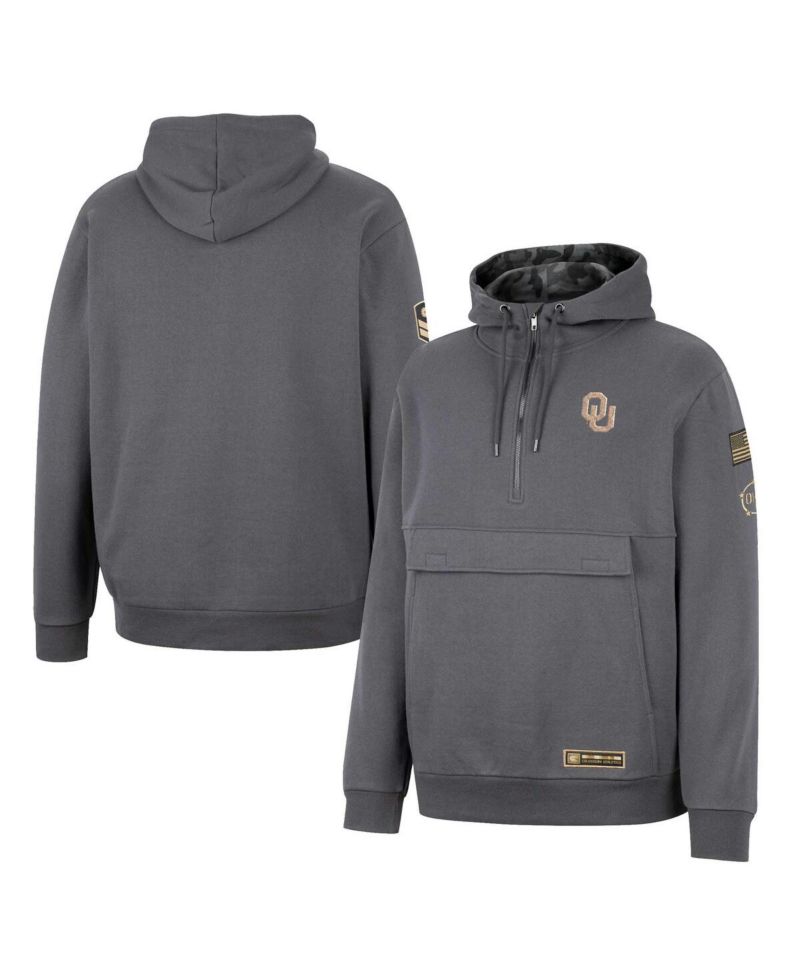 Men's Charcoal Oklahoma Sooners OHT Military-Inspired Appreciation Quarter-Zip Hoodie