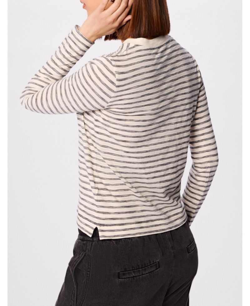 Women's Stripe Crew Neck Pocket Top