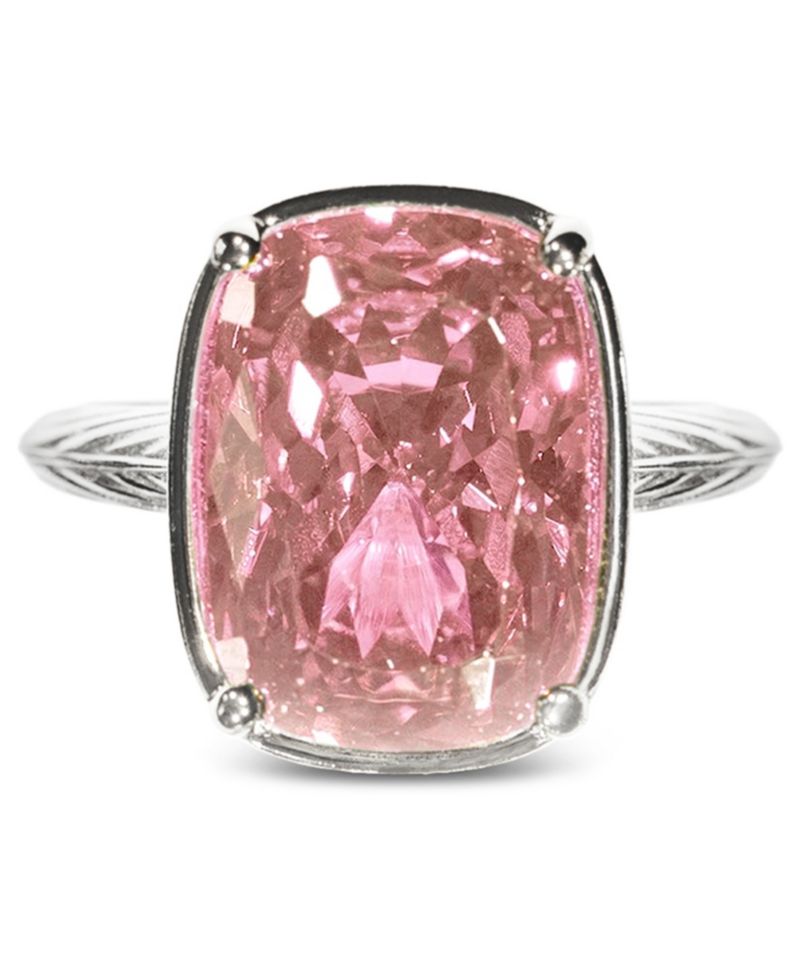 Elongated Cushion Pink Sapphire Cubic Zirconia Cocktail Ring