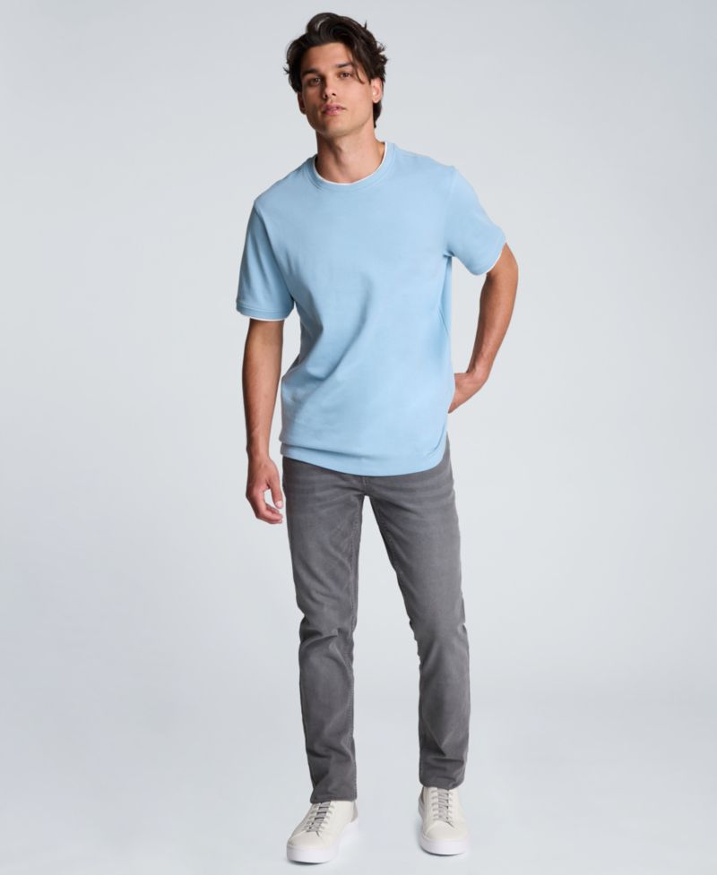Men's Double Collar Classic-Fit Crewneck T-Shirt