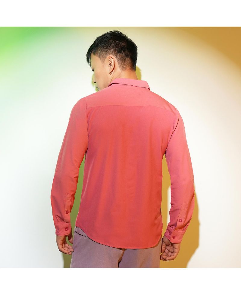 Men's Coral Pink Solid Basic Shirt
