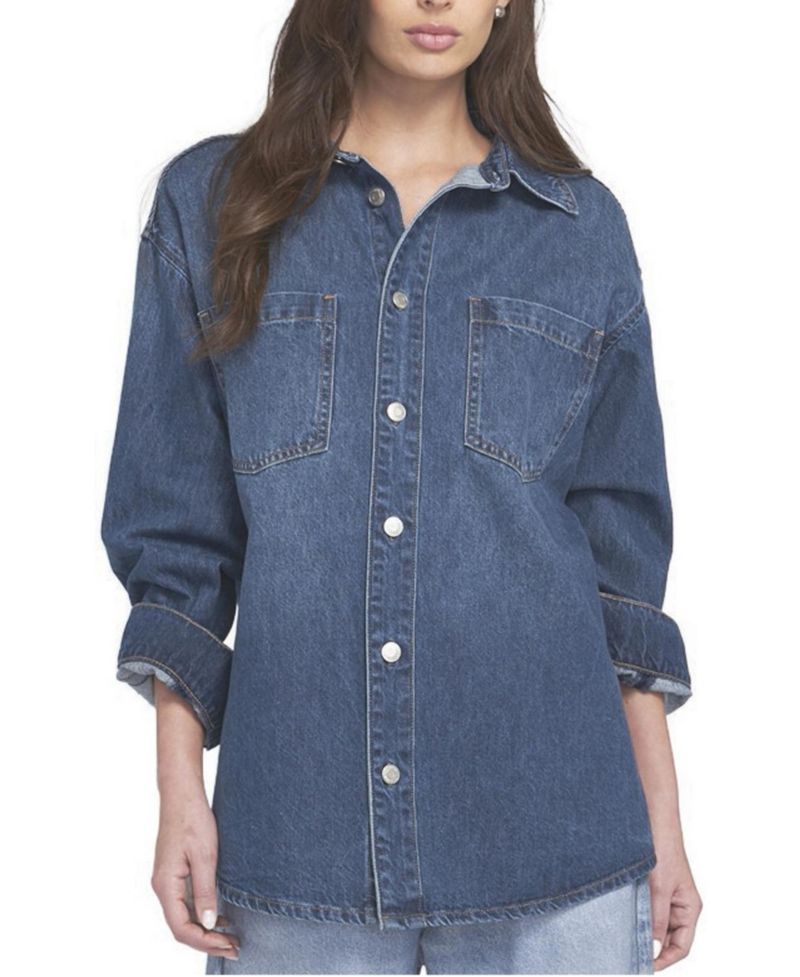 Women's Feather Soft Denim Shirt Button Down Top