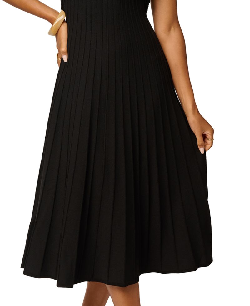 Women's Mock-Neck Side-Cutout Rib-Knit Midi Dress