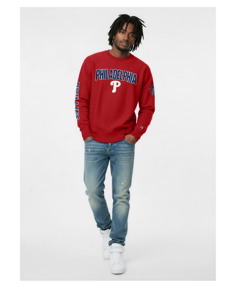 Men's Red Philadelphia Phillies Reverse Weave Chenille Sweatshirt