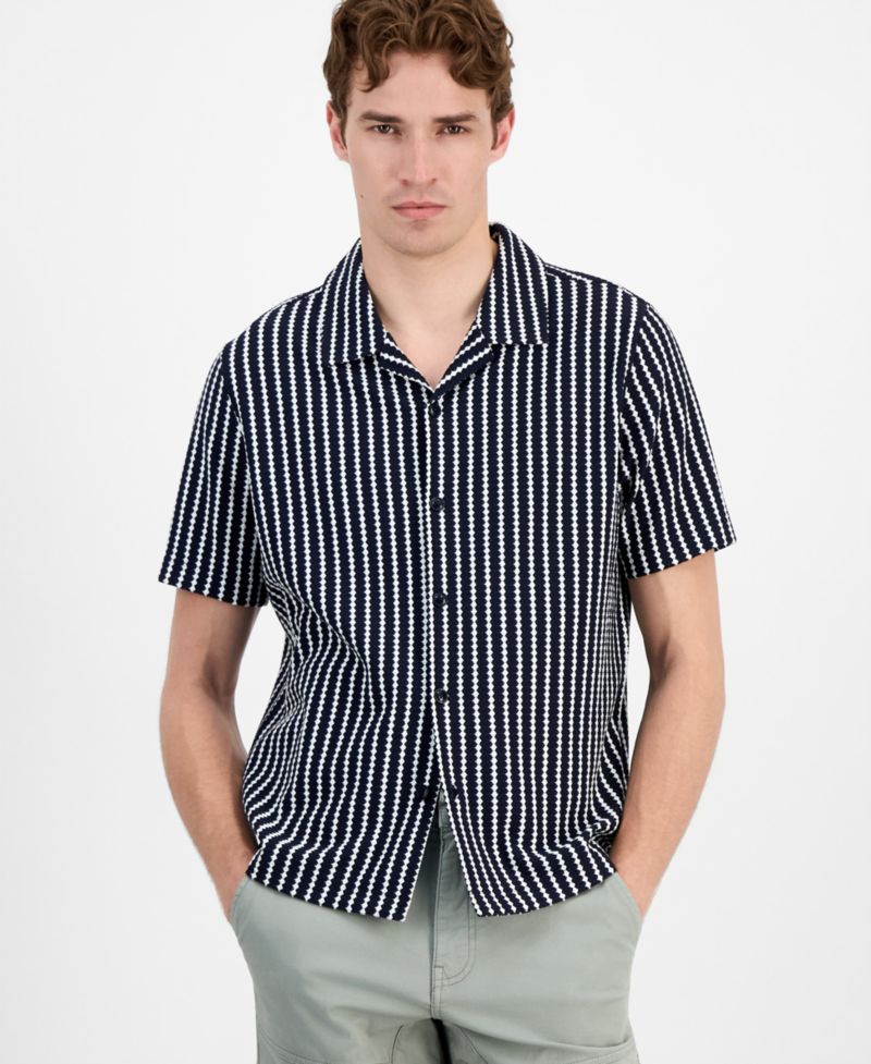 Men's Rafa Jacquard Knit Short-Sleeve Shirt