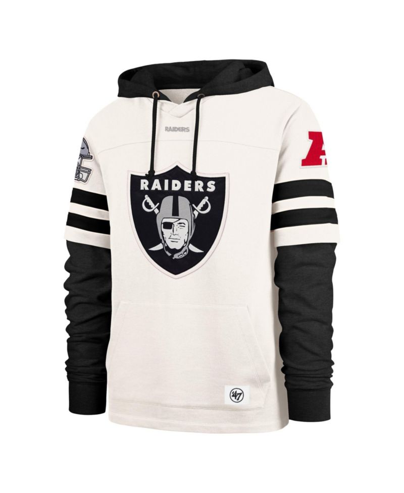 Men's '47 Cream Las Vegas Raiders Split Zone Cornerback Duo Lacer Hoodie