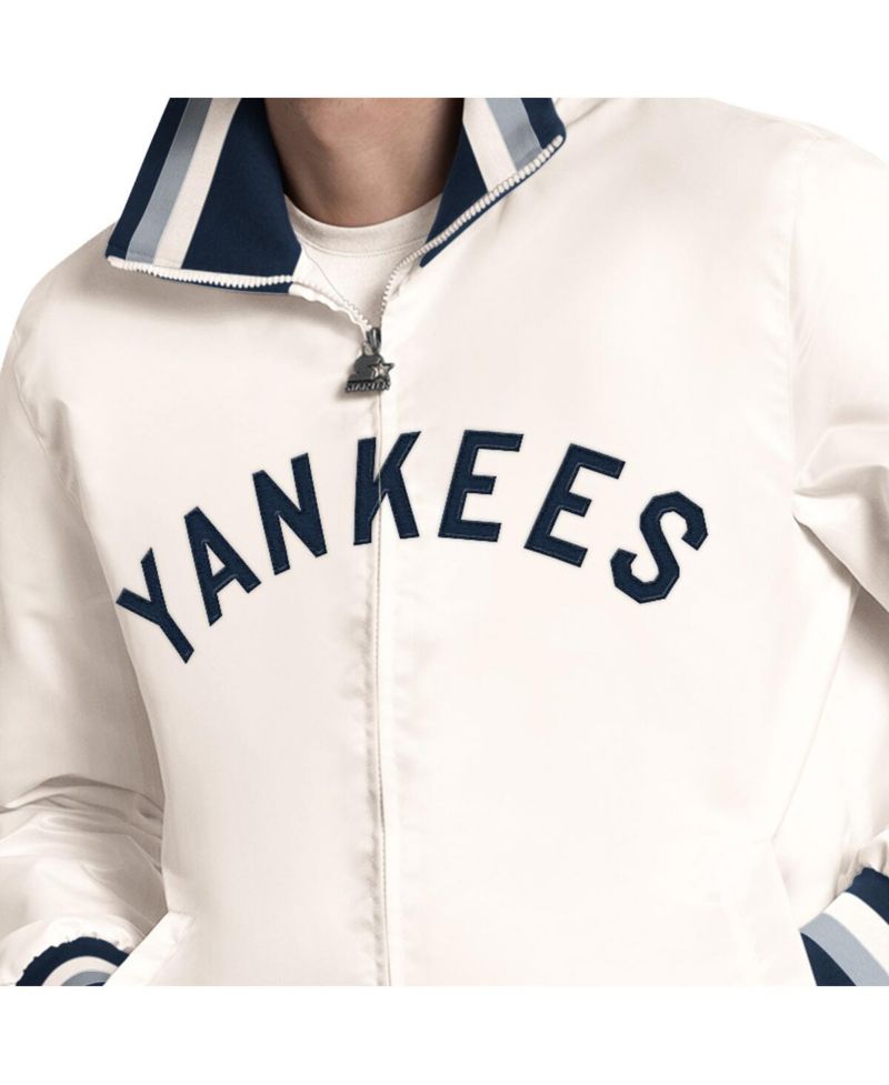Men's White New York Yankees The Captain Cooperstown Logo Full-Zip Varsity Jacket