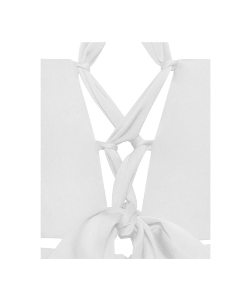 Women Ivona White Halter Neck Double Duchess Satin Gown
