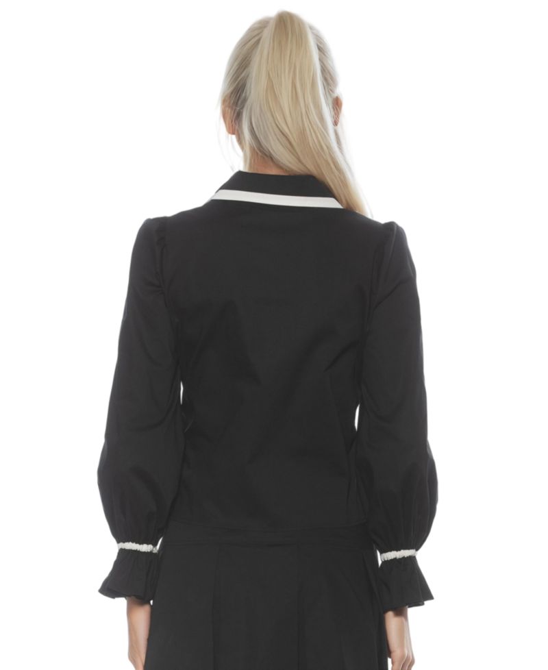 Women's Shannah Long Sleeve Dropped Contrast Collar Blouse