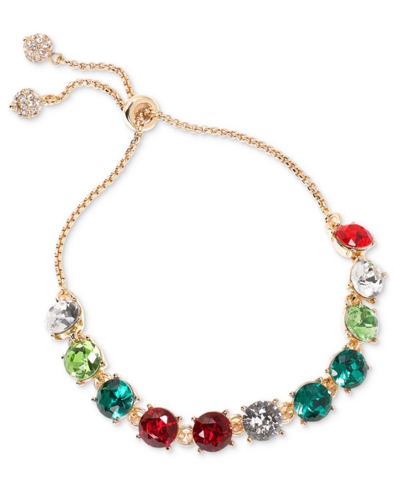 Gold-Tone Multicolor Crystal Slider Bracelet