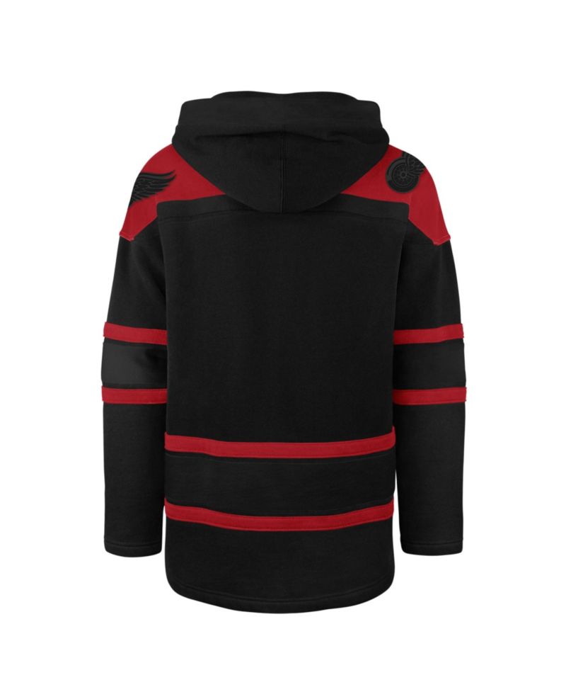 Men's '47 Black Detroit Red Wings Fall Color Pop Lacer Hoodie