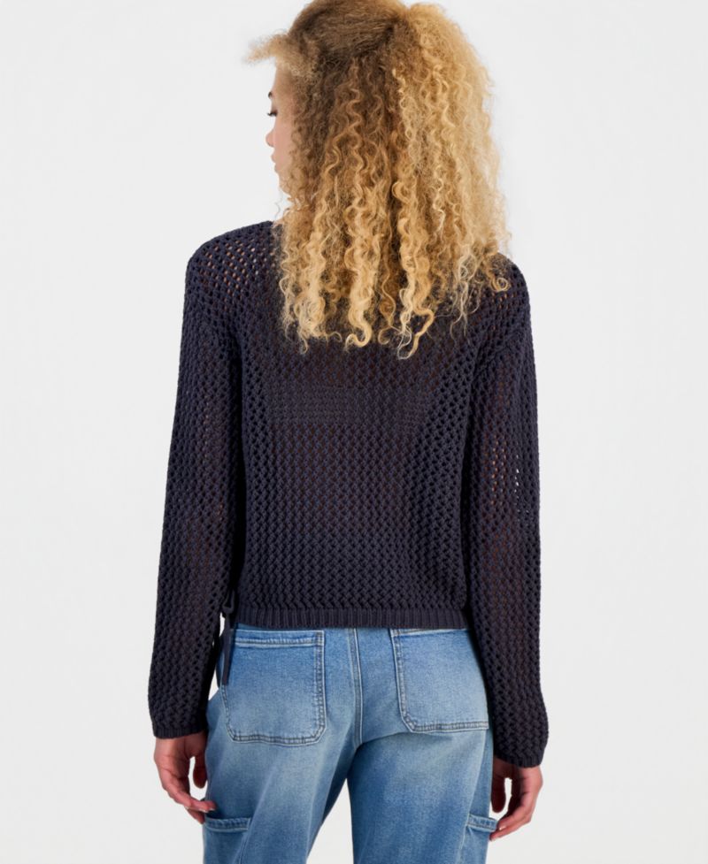 Juniors' Open-Stitch Varsity Sweater