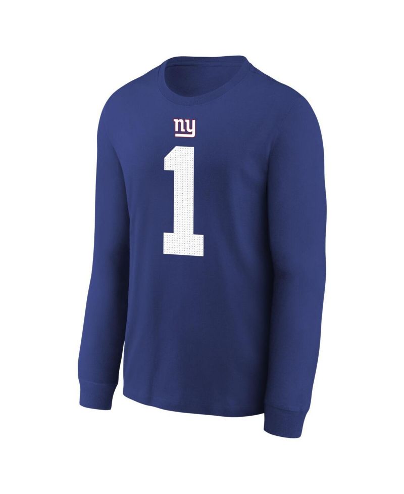 Big Boys and Girls Malik Nabers Royal New York Giants Player Name & Number Long Sleeve T-Shirt