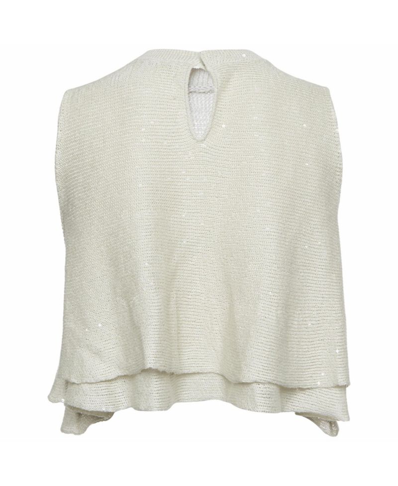 Women's Sequin-Embellished Tiered Knit Top