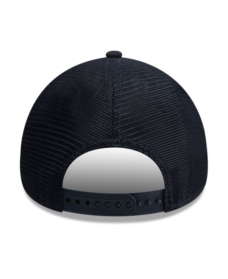 Men's Navy New York Yankees Side Script 9FORTY A-Frame Trucker Adjustable Hat