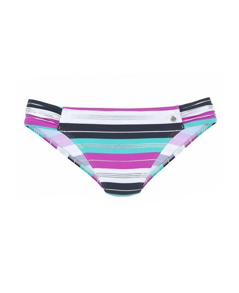 Women's Striped Classic Bikini Ruched Swim Bottom