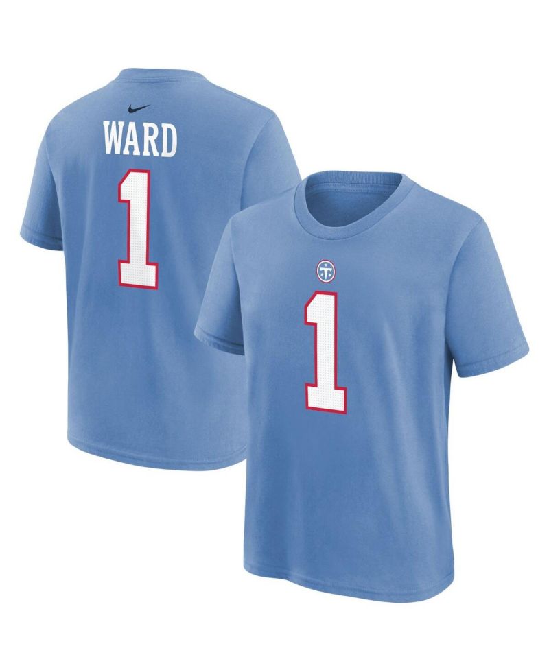 Big Boys and Girls Cameron Ward Light Blue Tennessee Titans Name & Number T-Shirt